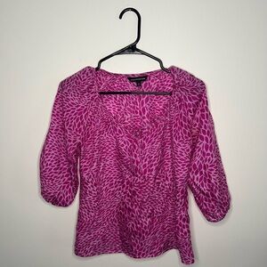 Express Design Studio 100% Silk Blouse Magenta and Light Pink Size Extra S XS